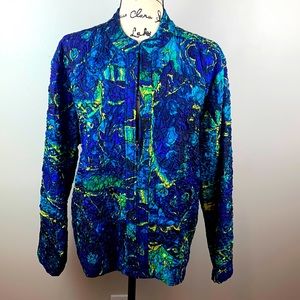 Vibrant Vintage 90s Chico’s Embroidered Bomber Jacket